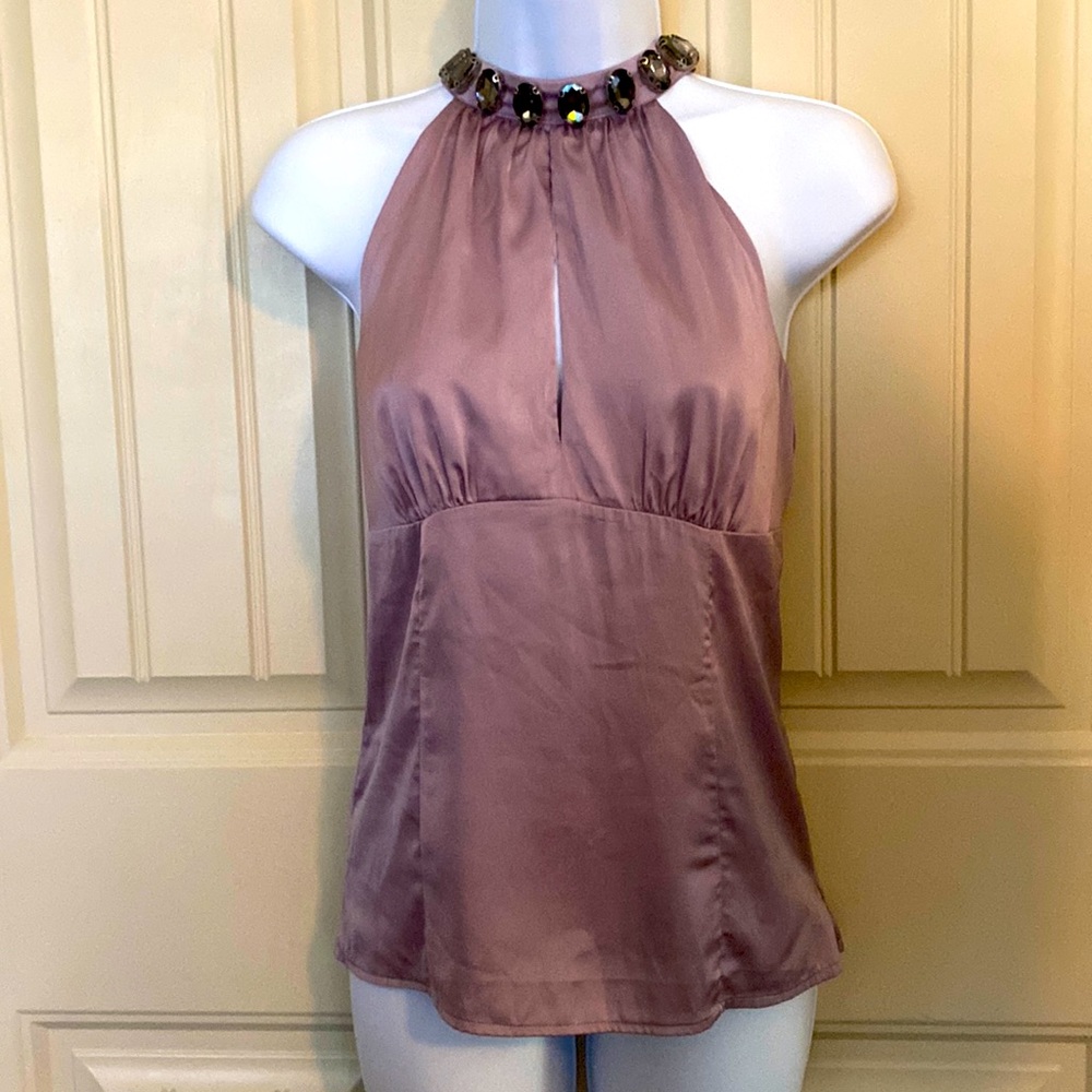 Bebe lavender silk jeweled top. S/P